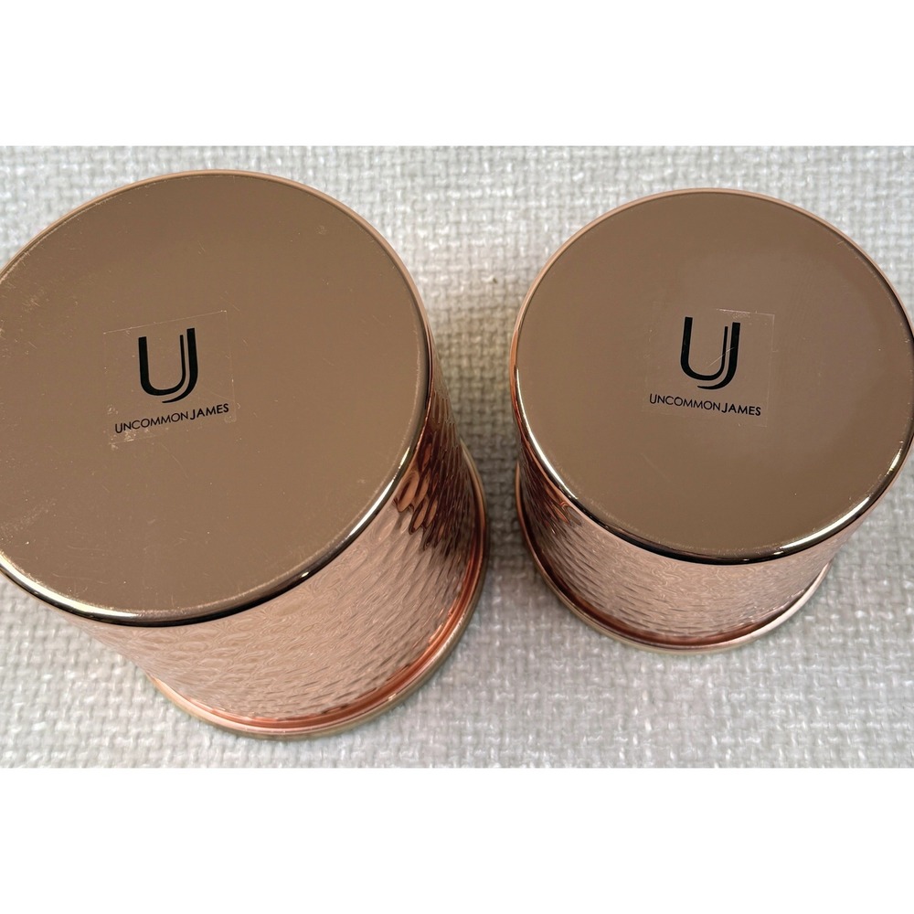 Uncommon James Hammered Copper Canister Set 2pc Wooden Lids Kitchen Storage - Picture 3 of 7